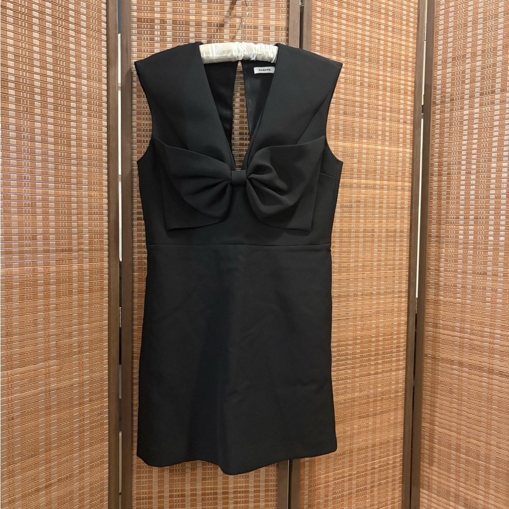 Sandro Black Bow Front Mini Dress - NWT